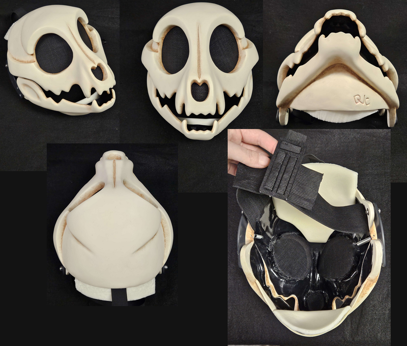 Cut and Hinged Toony Skull Feline Resin Mask Blank