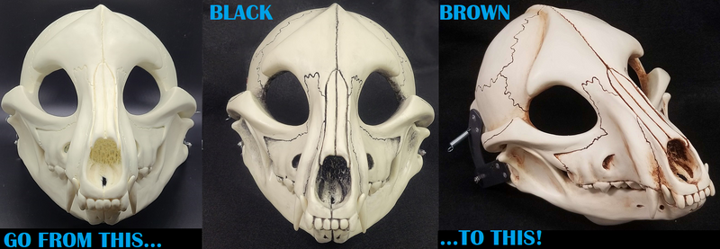 Glow in the Dark Toony Skull Feline Cut and Hinged Resin Mask