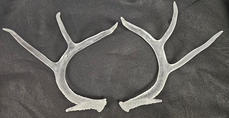 Plastic Clear Frosted Large Whitetail Deer Antlers