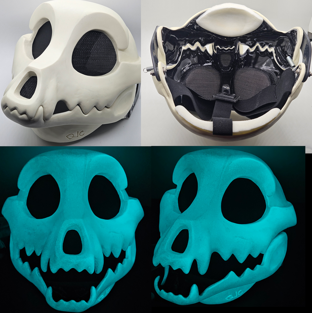Glow in the Dark Toony Skull K9 Cut and Hinged Resin Mask