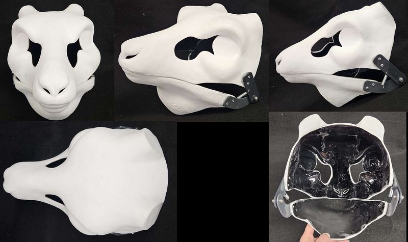 Máscara de resina de cabra cortada y con bisagras en blanco