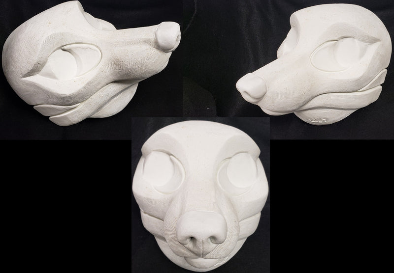 Máscara de resina de zorro semirealista sin cortar en blanco