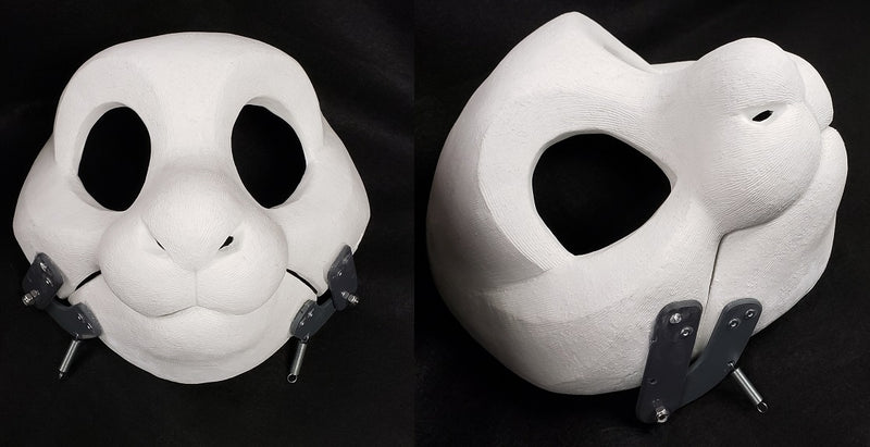Máscara de resina Drekkubus cortada y con bisagras en blanco