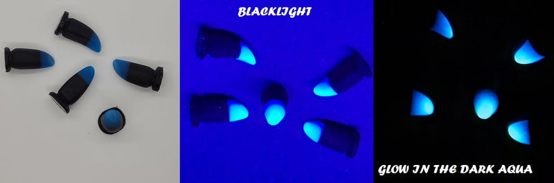 Garras K9 pequeñas de 2 capas que brillan en la oscuridad con rayos UV *Se venden por garra*