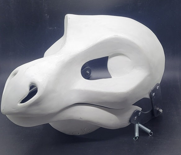 Máscara de resina de dragón de punta cortada y con bisagras en blanco