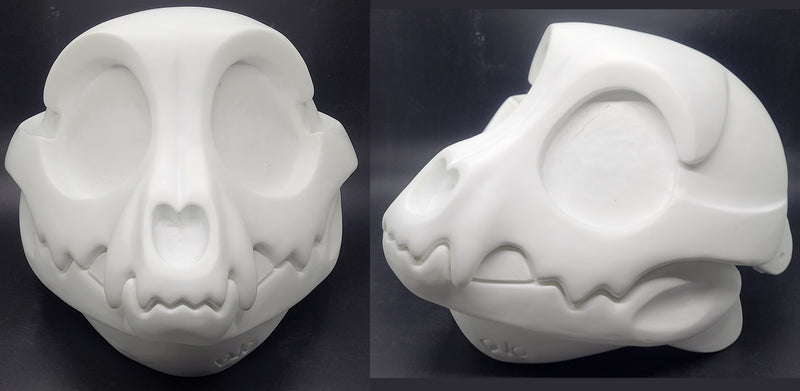 Máscara de resina felina Toony Skull sin cortar en blanco