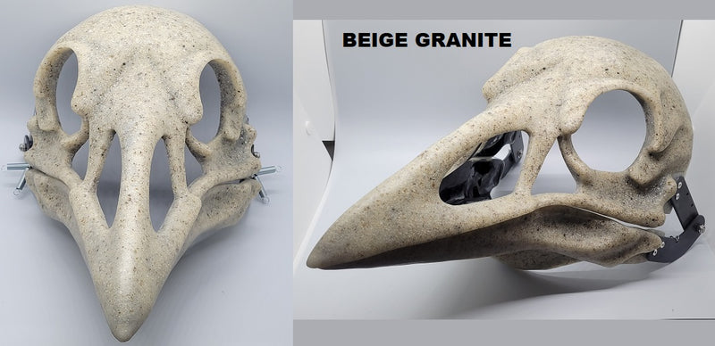 Máscara de resina de cuervo esquelético con corte especial y bisagras en blanco