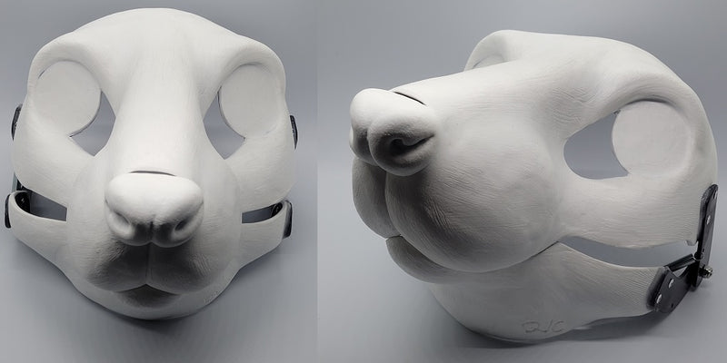 Máscara de resina de rata cortada y con bisagras en blanco
