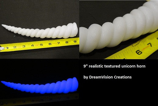 Plastic UV Reactive 9 Inch Unicorn Horn