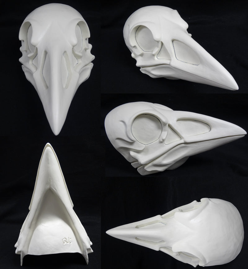 Máscara de cuervo esquelético sin cortar en blanco