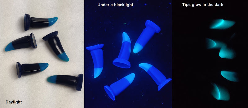 Garras K9 grandes de 2 capas que brillan en la oscuridad con rayos UV *Se venden por garra*