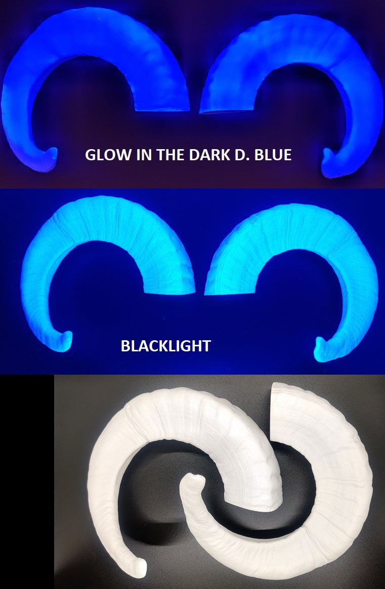 Plastic Glow in the Dark Single Curl Ram Horns