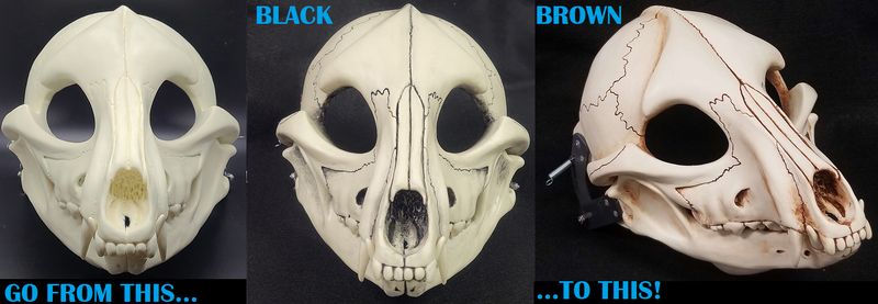 Máscara de resina Toony Skull K9 cortada y con bisagras en blanco