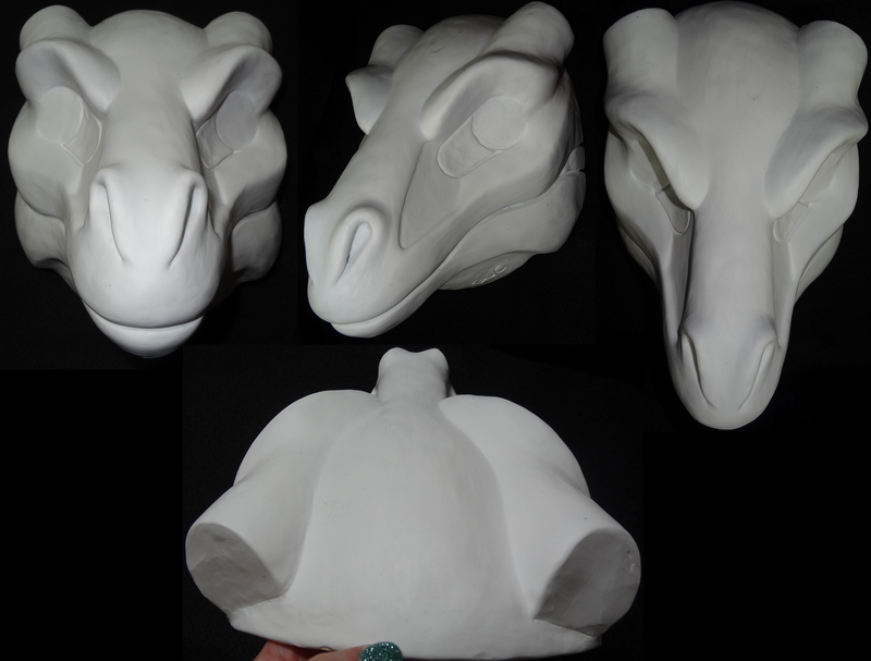 Máscara de resina de dragón con cuernos sin cortar en blanco